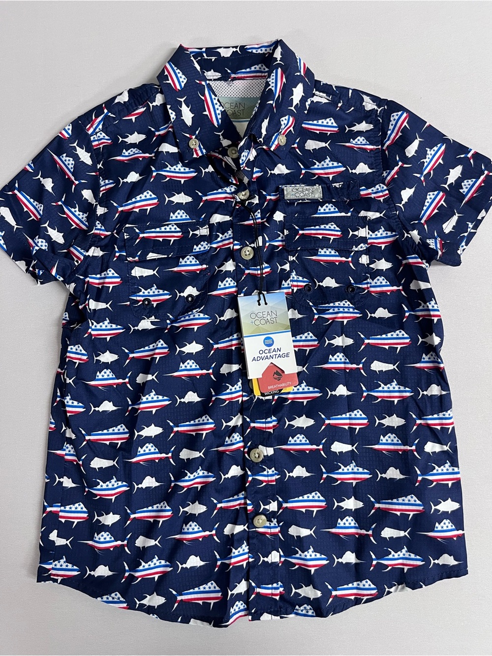 Brand New-Ocean+Coast Boy’s Harbor Navy Button Down Shirt